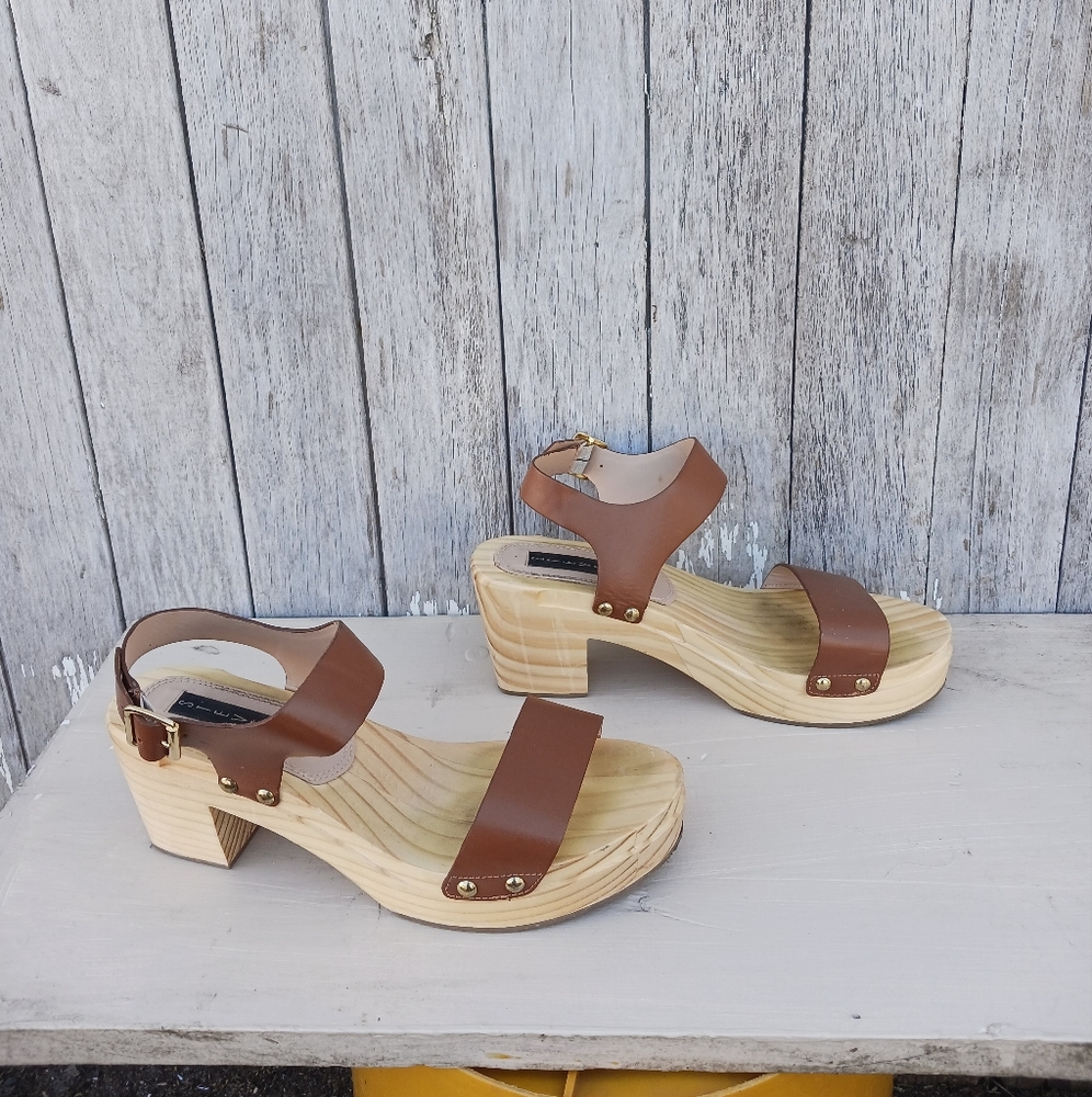 Steven By Steve Madden Womens Leather Platform Fabee Clog Sandals Cognac Size 9 - Picture 4 of 8